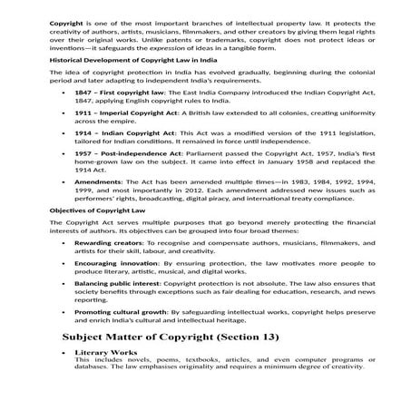 Notes on IPR and copyright for trying purpose | DOCX