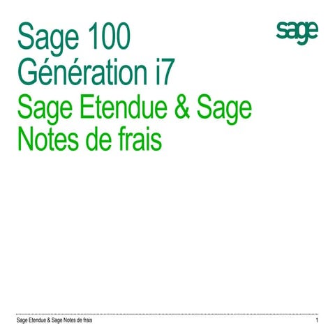 Sage Etendue & Sage Notes de frais | PDF