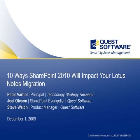 10 Ways SharePoint 2010 Will Impact your Notes Migration