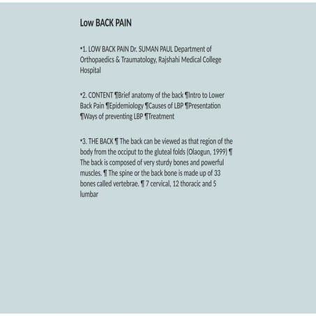 Lower back pain understanding power point