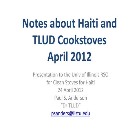 Notes about Haiti and TLUD Cookstoves