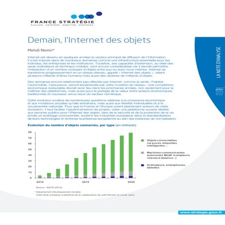 Note d'analyse - Demain, l'Internet des objets 