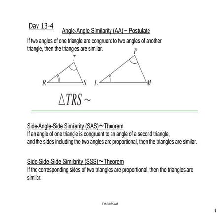 Notes Day 4&5: Prove that Triangles are Similar