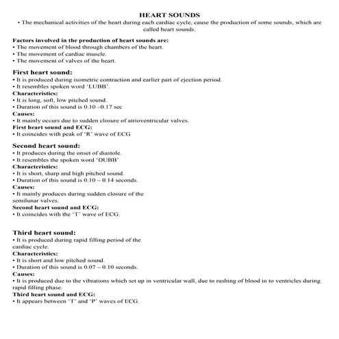 HEART SOUNDS, PERISTALSIS, RIGOR MORTIS, HORNER'S SYNDROME, REFLEX ARCH