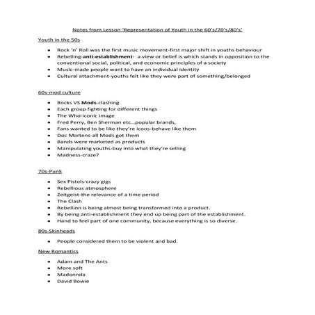 Notes from repressentation of youth lesson