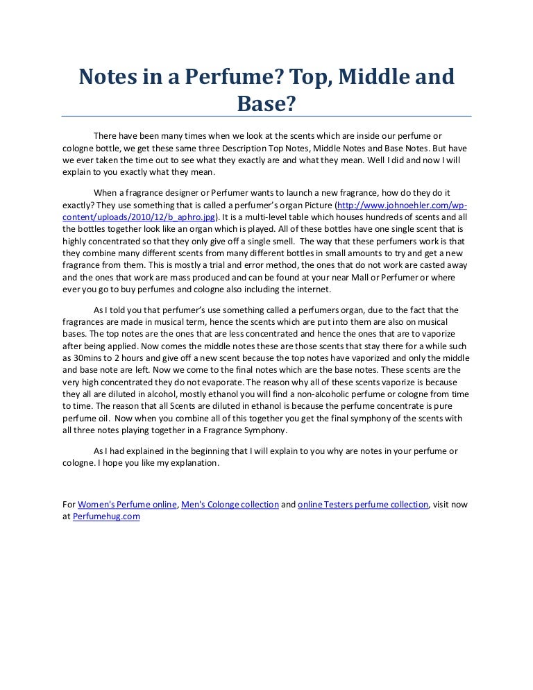 Notes in a Perfume? Top, Middle and Base?