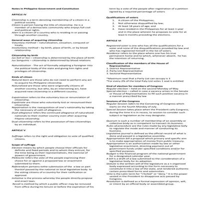 Notes in Philippine Government and Constitution (Finals)