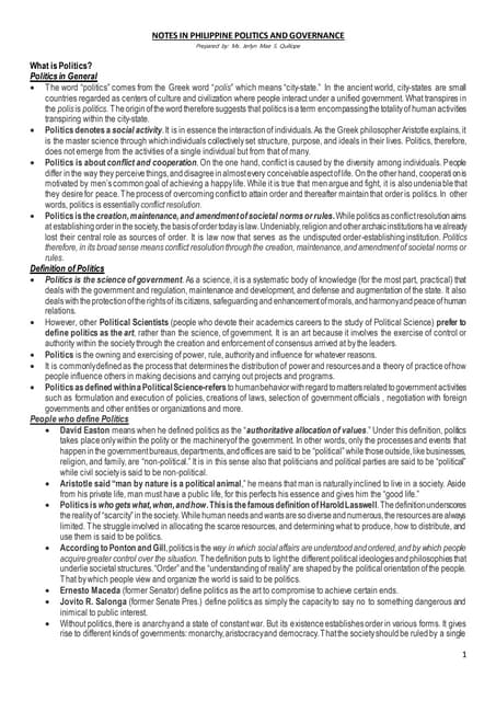 Philippine Politics and Governance MODULE 1 | PPTX