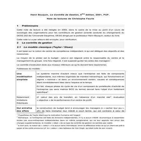 Contrôle de gestion - résumé