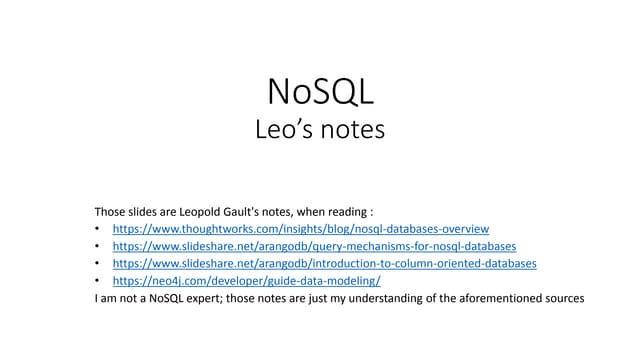 NoSQL - Leo's notes
