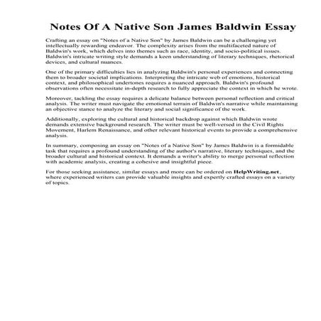 Notes Of A Native Son James Baldwin Essay