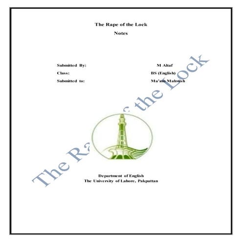 Notes of rape of the lock