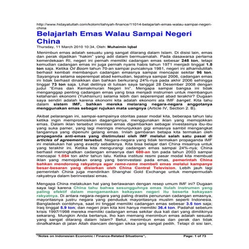 Notes on indonesian economic / finance-related situations