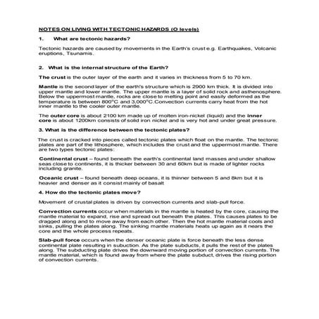 Notes on living with tectonic hazards 0 levels