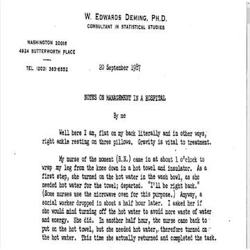Notes on management in a hospital dr. W. Edwards Deming | PPTX