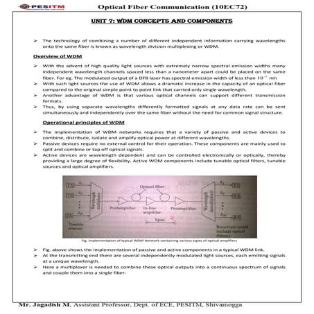 Notes on optical fiber communication unit7