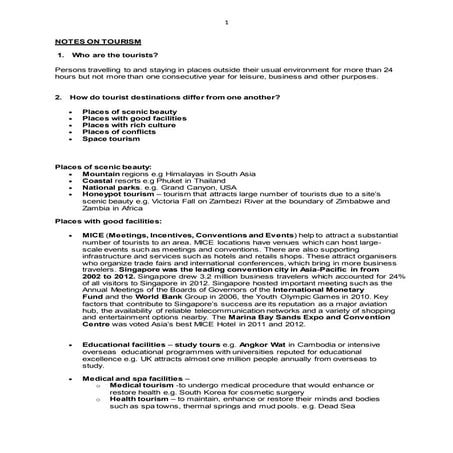 Notes on tourism