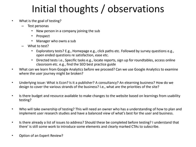 Notes on usability testing