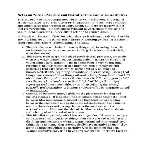 Notes on visual pleasure and narrative cinema