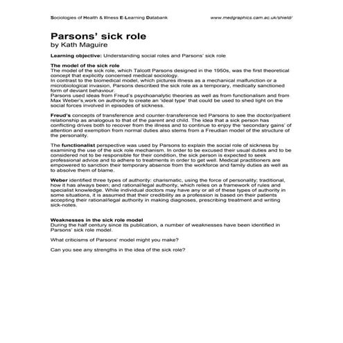 Sick role behavior | PPTX