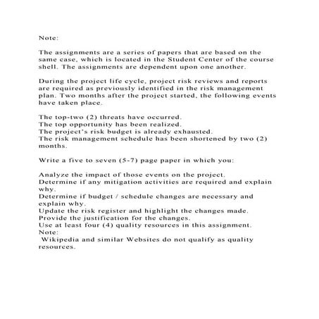 NoteThe assignments are a series of papers that are based on th.docx