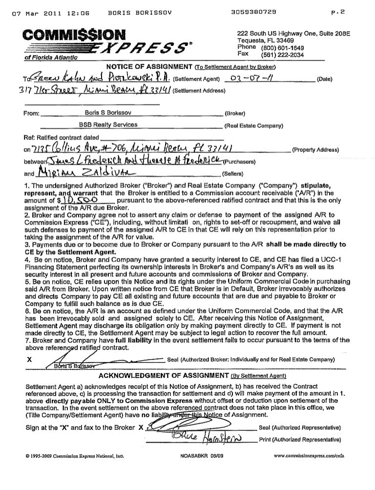 Notice Of Assignment Borissov