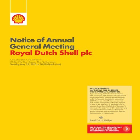 Royal Dutch Shell Shareholder Information – PWMV