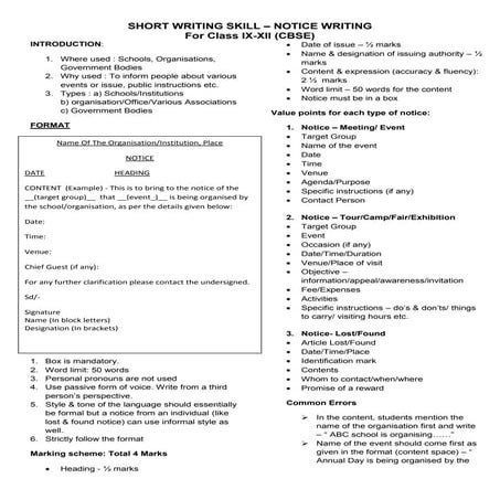 Notice Writing