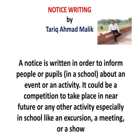 Notice writing