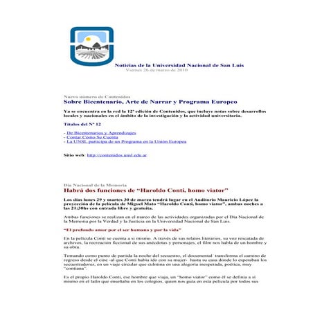 Noticias De La Universidad Nacional De San Luis PDF