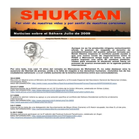 Noticias del Sahara Julio 2009