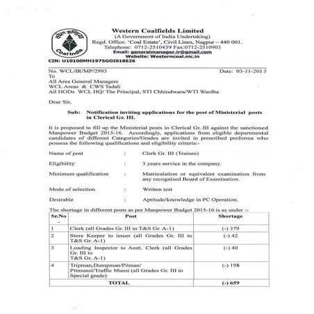 WCL Notification nov-2015 | PDF