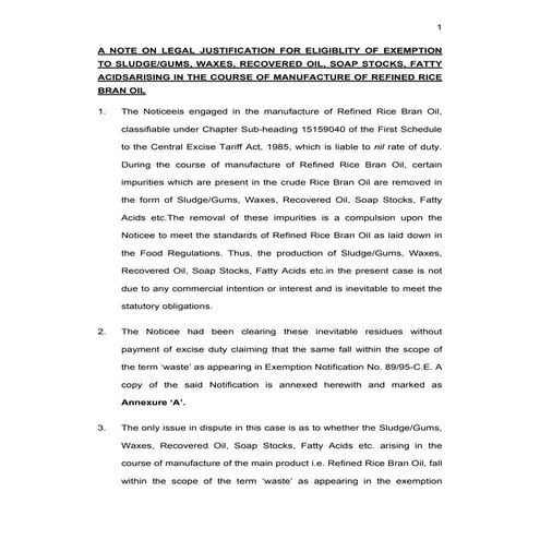 #263 Notes for availing exemption under 89/95-C.E for sludge/ gums, waxes ,so...