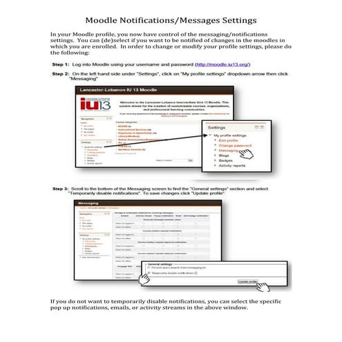 Notifications/Messaging Profile Settings
