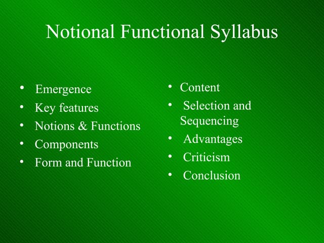 Notional functional syllabus design