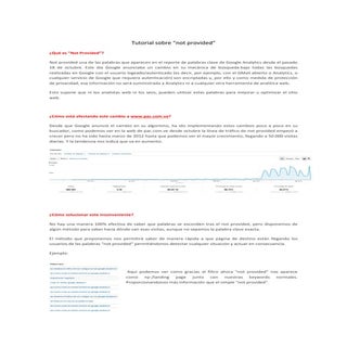 Not provided Google Analytics tutorial