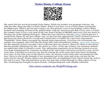 Notre Dame Essays