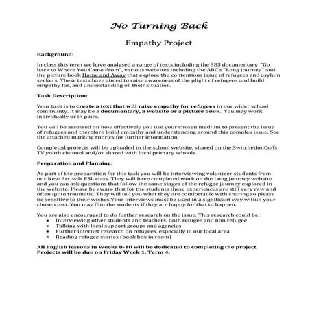 No turning back project task