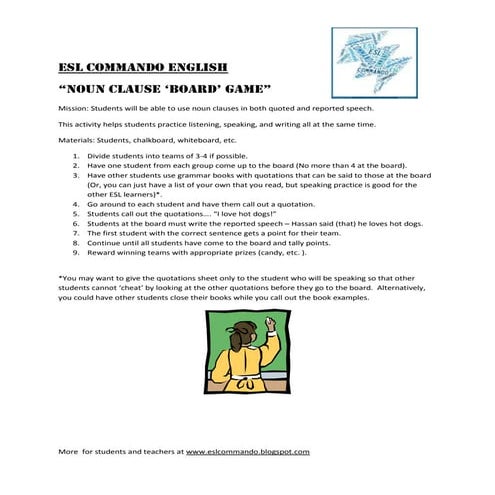 Noun clause 'Board' game