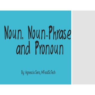 Noun, noun phrase and pronoun
