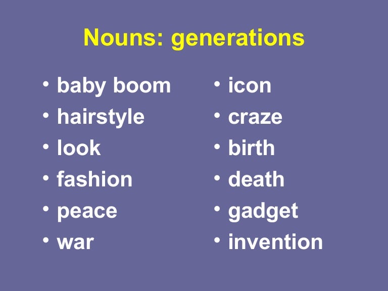 Nouns generations