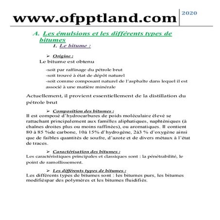 Les émulsions et les différents types de bitumes | PDF
