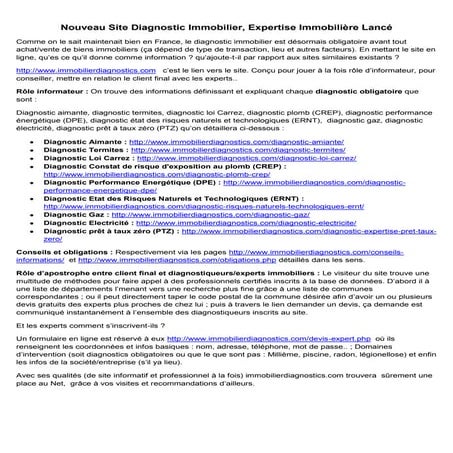 Nouveau Site Diagnostic Immobilier, Expertise Immobilière Lancé