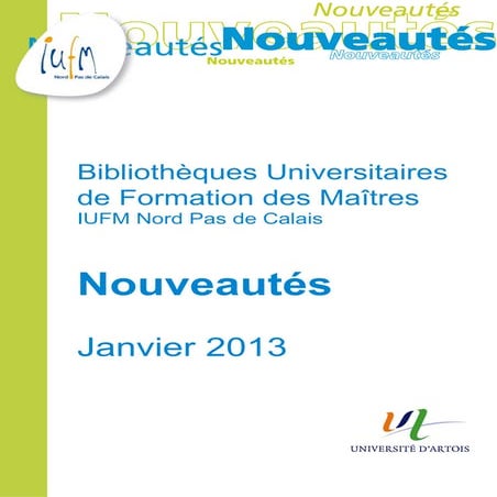 Catalogue des nouveautés BUFM janvier 2013