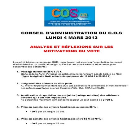 Nouvelles prestations cos SAINT QUENTIN vote ca du 04 03 2013