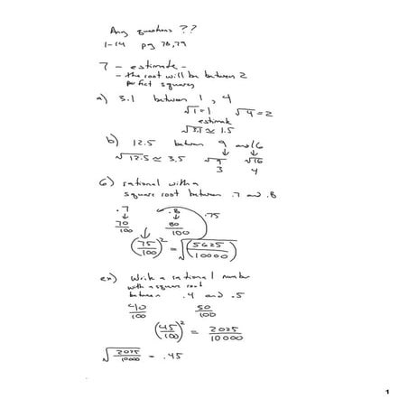 Nov. 3 Square Roots And Word Problems | PDF