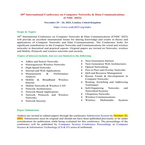 CFP - 12th International Conference on Computer Networks & Data ...
