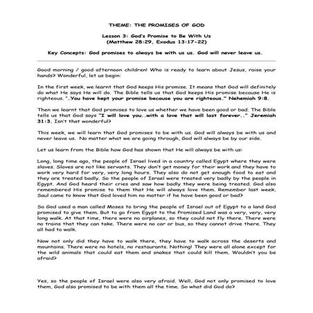 Nov08 Lesson 3 Gods Promise To Be With Us