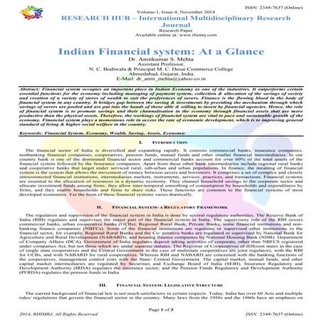 Indian Financial system: At a Glance