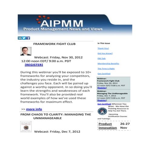 Nov19, 2012 Product Management News and Views from AIPMM